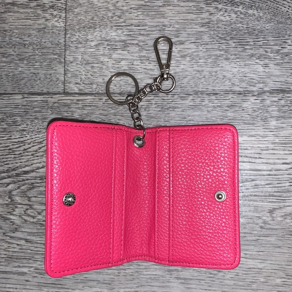 STEVE MADDEN Pink genuine leather embossed Wallet Silver snap keychain organizer - Picture 4 of 16